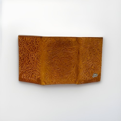 Justin Portafoglio Uomo Western Trifold Pelle Punto Logo Marrone - Foto 3 di 3