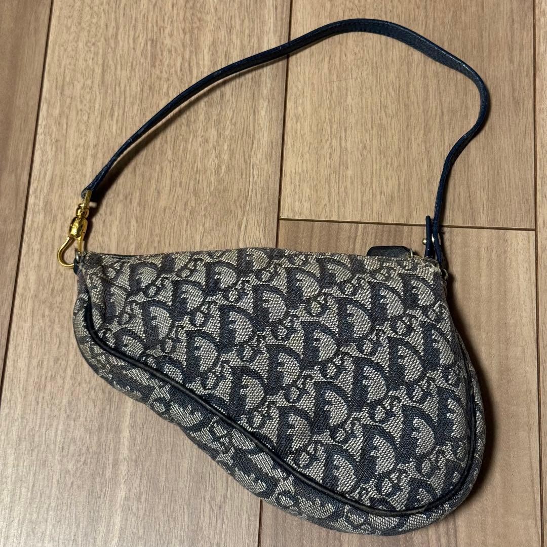 Borsa a tracolla Christian Dior Trotter Saddle Canvas marsupio blu navy autentica usata