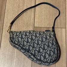 Borsa a tracolla Christian Dior Trotter Saddle Canvas marsupio blu navy autentica usata