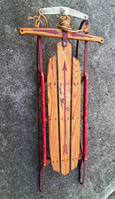 Vintage 1950s Flexible Flyer Wood Sled 47H Safety-Runners Super Steering Red