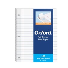 Oxford Reinforced Filler Paper, 8 x 10.5 Inch, Wide 8 x inches, White