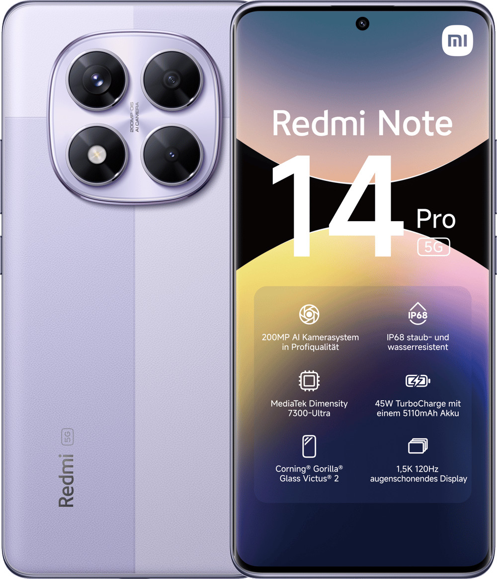 Смартфон Xiaomi Redmi Note 14 Pro 5G 8GB + 256GB Лавандово-фиолетовый #29487094