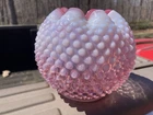 Vintage Fenton Cranberry Opalescent Hobnail Giant Rose Bowl