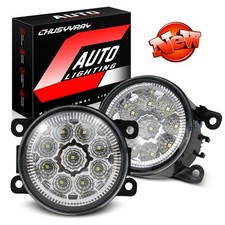 Pair 9LED Car Bright White 6000K Round Front Fog Light Daytime Running Light H11