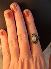 925 Vintage Sterling Silver Ring W Patina W Sea Glass Stamped, Size6/ 7.4g [P35] — photo 7