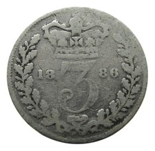 Nr 3909 United Kingdom SILVER 3 Pence 1886 Victoria, KM# 730 geraltttt83