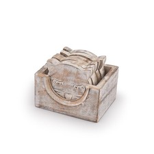 Wooden Crafted Unique Adorable Cat Shaped Coasters Set of 6 with Holder, Bar ...
