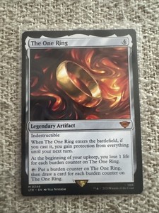 1 of 1 lotr mtg card One Ring Magic then draw a card for each burden counter on The One Ring. MTG's LotR One Ring Card