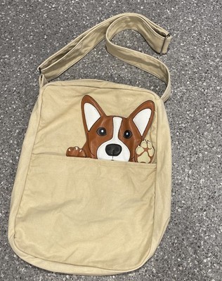 Corgi Canvas Messenger Bag 13x15  Cute Vinyl Corgi Accent *see pics*