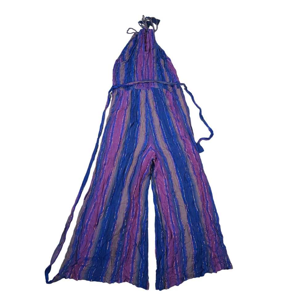 Mono Cleobella Lois Metálico Rayas Pierna Ancha Mujer Talla 8 Anthropologie Foto 2 de 4