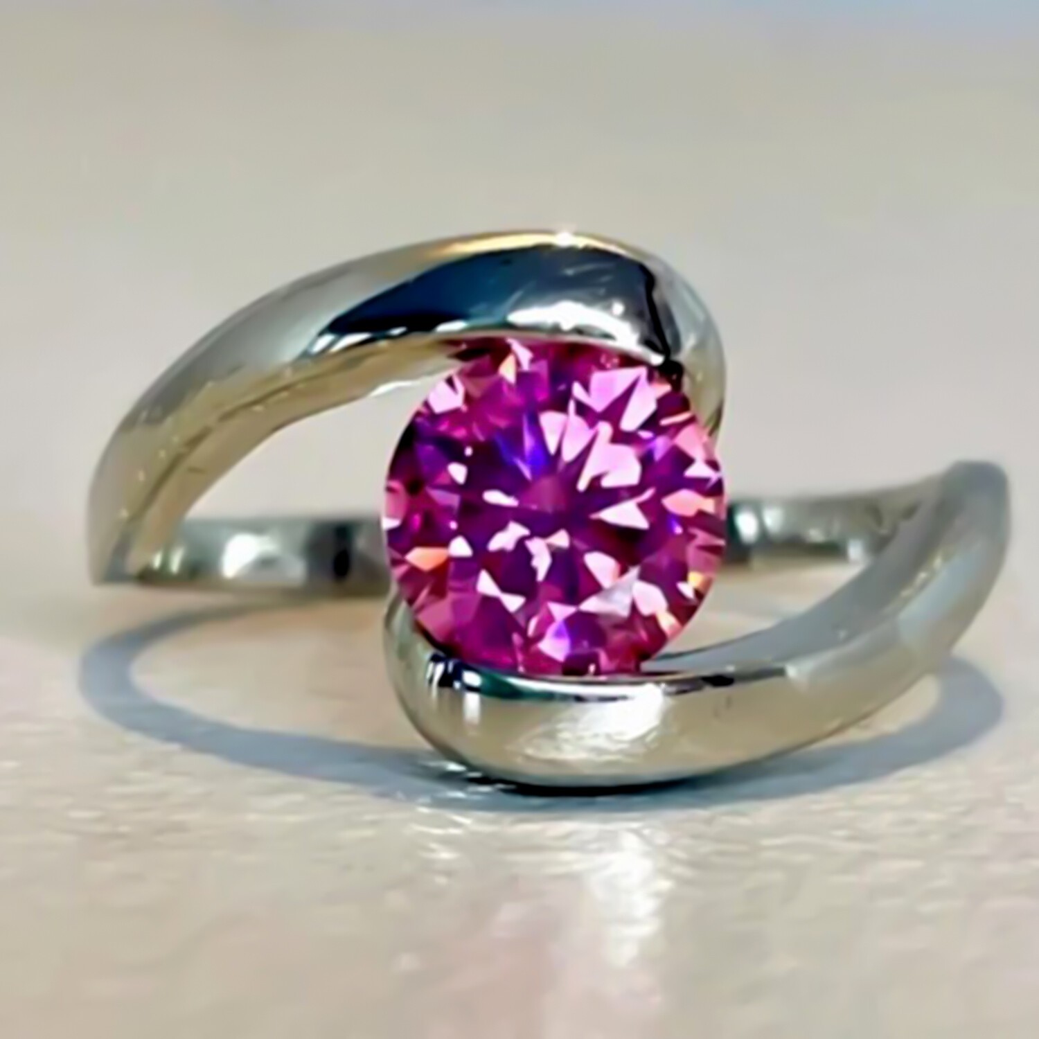 Certified 1.3ct Natural VVS1 Pink Diamond Ring 925 Silver Jewelry for Women