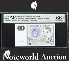 Sweden Sveriges Riksbank 10 Kronor 1980-90 P 52e UNC PMG 66 EPQ NR 3rd TOP POP