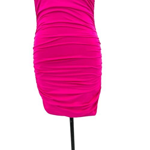 NWT Hello Molly Changed My Name Dress Hot Pink One Shoulder Ruched Size US 6 - Picture 4 of 11