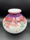 Fenton Plum Opalescent Overlay Floral Hand Painted Vase Special Order 2010 W226