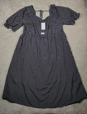 In The Style Black Polka Dot Puff Sleeve Midi Dress
