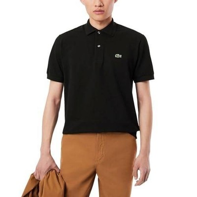 Lacoste Embroidered-Logo Classic Fit Polo Shirt Men's M Black Solid Pullover