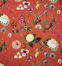 P KAUFMANN JARDIN DE FLEURS BLAZE PINK BUTTERFLY FLORAL FABRIC BY YARD 54"W