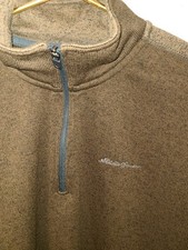 Two Tone Men's Eddie Bauer 1/4 Zip Pullover Sweater Fleece Lined Brown Size 2XL