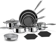 Pots and Pans Set Non Stick,14 Pcs 5-Ply 18/10 Stainless Steel,Professional Chef