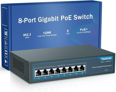 YuanLey PoE Switch 8 Port 1000Mbps 120W 80
