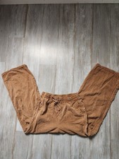 Easel Wide Leg Pants Drawstring Round Hem Flowy Lightweight Soft Brown Sz S EUC