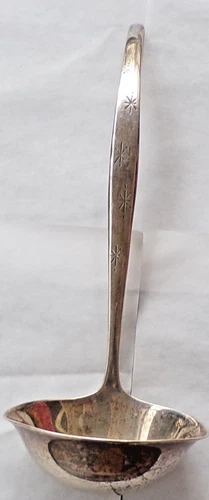 VINTAGE OLD GORHAM STERLING SILVER SMALL  GRAVY SAUCE LADLE STARBURST -54 GRAMS