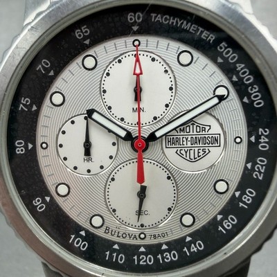 Bulova Harley Davidson Chronograph Watch Men 40mm Silver Dial