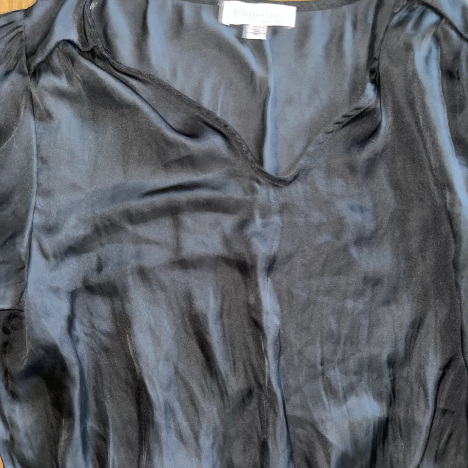 Talla L - Camisa para mujer Philosophy Bouse Blace mangas de encaje manga corta Foto 3 de 4