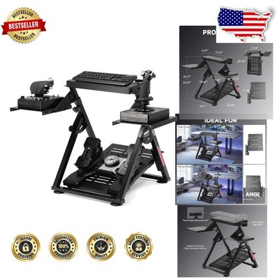 Elite Flight Racing Cockpit: Foldable, Adjustable, Stable, Black Steel, PC/PS5