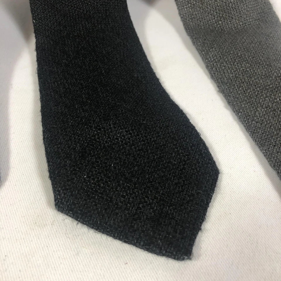 Lote de 3 corbatas John Henry Heather Mist para hombre azul marino negro gris mezcla de lana Italia Foto 3 de 4