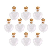 10 pezzi vetro tappo bottiglia bicchieri fiale lana bottiglia pendenti forma cuore X2C8