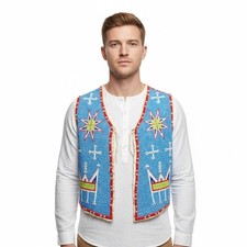 Powwow Regalia Vest Hand Beaded Native Traditional Tribal Outfit PRV193
