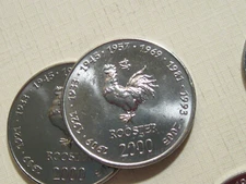 2000 Somalia coin  Chinese Zodiac Calender Animal year of the ROOSTER