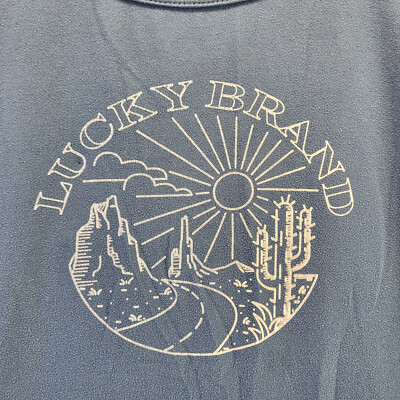 Lucky Brand Tank Top Womens Small Blue Desert Cactus Pullover Sleeveless Shirt