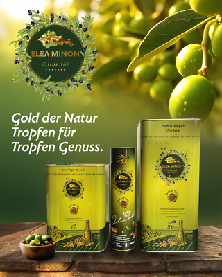 3er Set Elea Minon Extra Natives Olivenöl 0,75L/ 3L / 5L Kaltgepresst Kreta