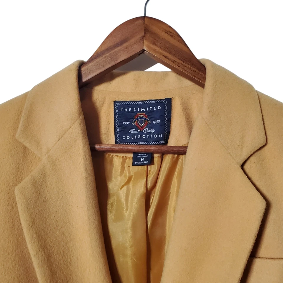 Chaqueta Blazer The Limited Talla M Lana Mezcla Cachemira Amarillo Años 90 Para Mujer Foto 3 de 4