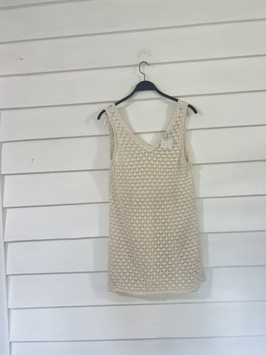 ZARA Women Beige Knit Semi Sheer Short Sleeve Pullover Dress Size L Y356 *READ* - 第 1/15 張圖片