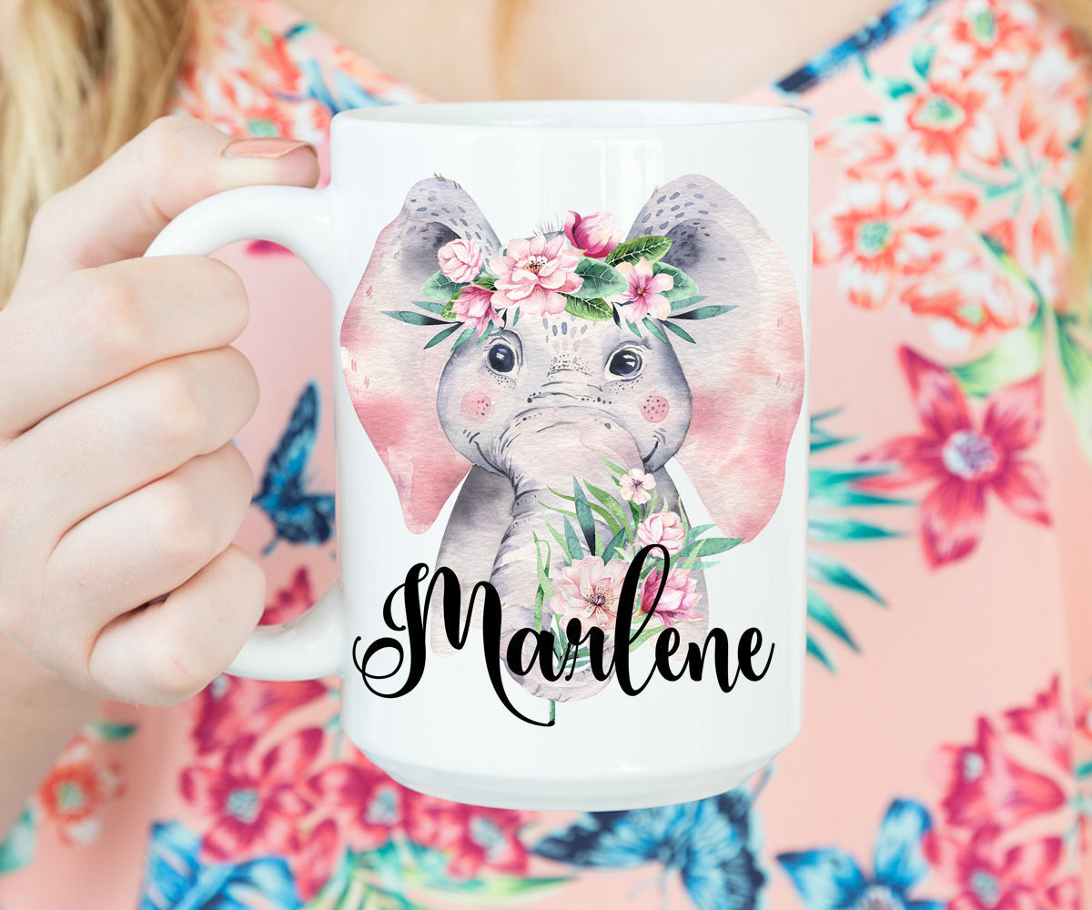 Elephant Gifts Personalized Elephant Mug Name Mug Mugs For Women Cute Mugs