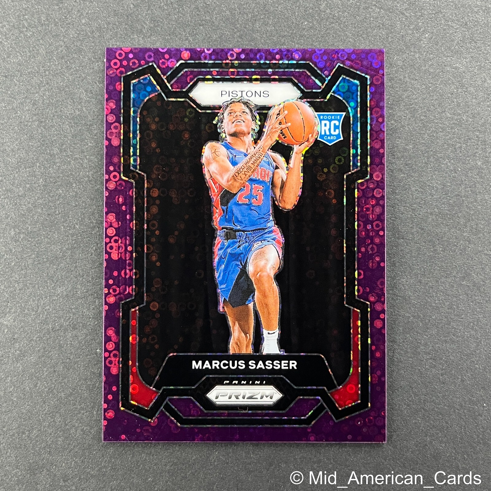 2023-24 Panini Prizm Marcus Sasser Rookie Purple Fast Break #174 Pistons /75