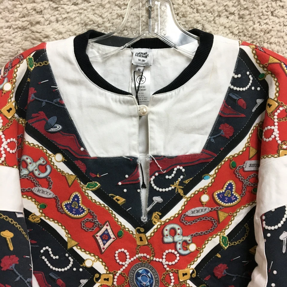 Suéter Ceremonia de Apertura Extra Pequeño Adulto Rojo Negro Gráfico De Gran Tamaño Para Mujer XS Foto 2 de 4