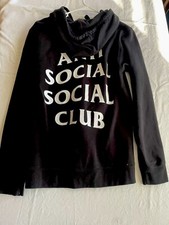 Anti Social Social Club  Men's Zip Up Black Hoodie Extra XS Small Women  s S