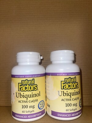 Natural Factors Ubiquinol Active CoQ10 100mg 60x2= 120 Softgels