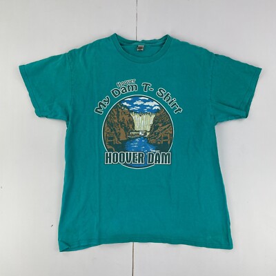 HOOVER DAM T-Shirt Large Blau Herren Grafikdruck Rundhals Baumwolle Souvenir