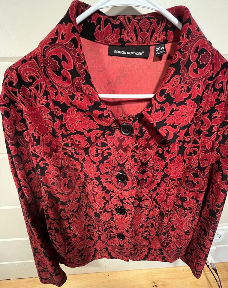 Chaqueta Blazer De Colección Briggs NewYork Roja Negra Floral Capricho Vampiro Para Mujer 20W Foto 3 de 4