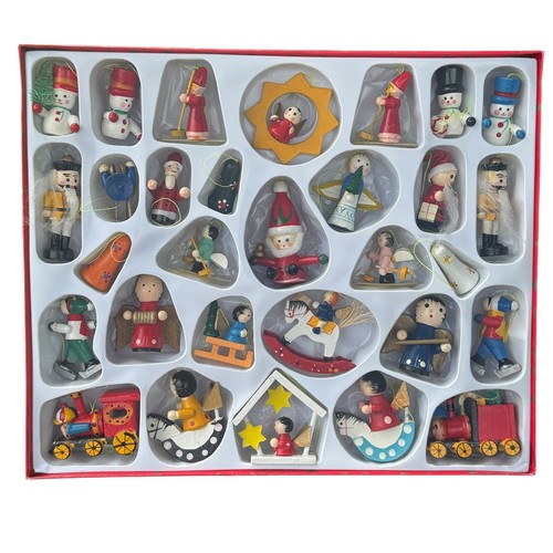 Mini Ornamenti Natalizi Vintage Legno Set 24 Pezzi Dipinti Arte Popolare Germania Stile Vacanze