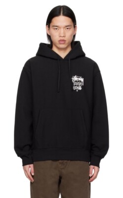 🔥STUSSY Tough Gear Hood Hoodie Sweatshirt Black Size M 100