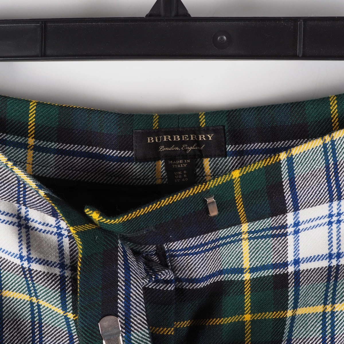 Authentic Burberry London Womens Green Plaid Check Trousers Pants