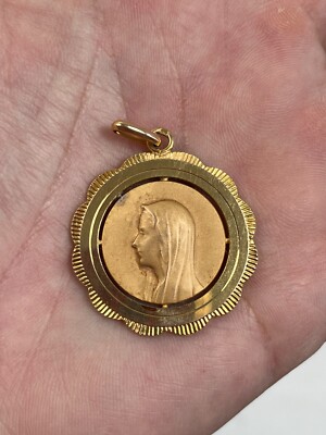 Médaille de la Vierge Marie Art déco, pendentif en plaqué or et argent - France