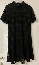 COAT’S Little Black Dress Size UK 14 Lace Flippy Hem