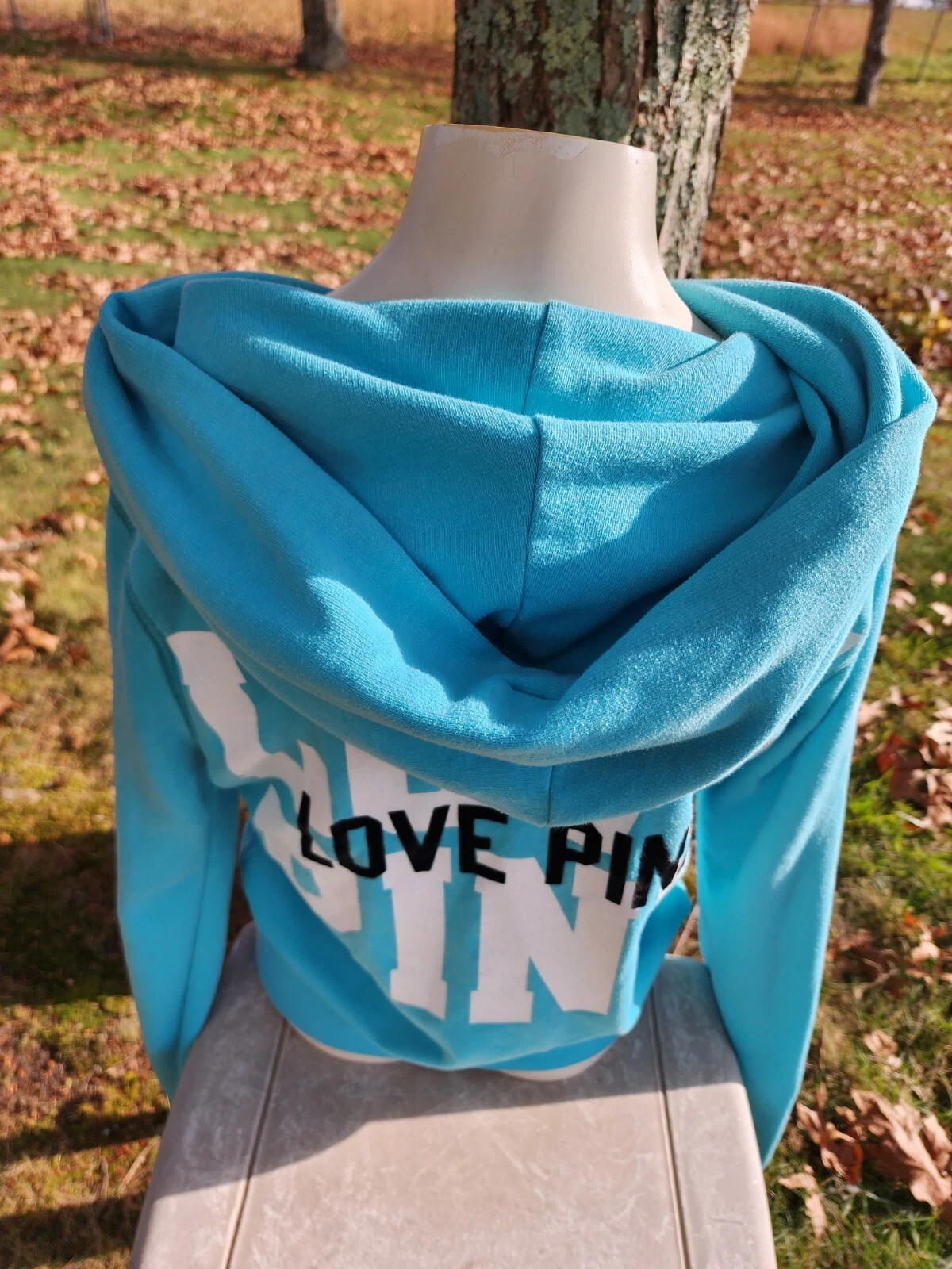 UNDERCOVER Victoria Secret Felpa con Cappuccio CHIUSURA ZIP Colore Blu Cielo Taglia Large LOVE